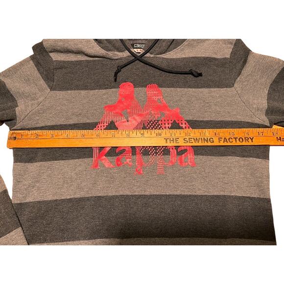 Kappa Pullover Hoodie Size L Two Tone Gray Stripe Pink Glitter Logo Cozy Lounge - Picture 7 of 10
